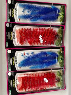 Penn plax red & blue plants 4pc