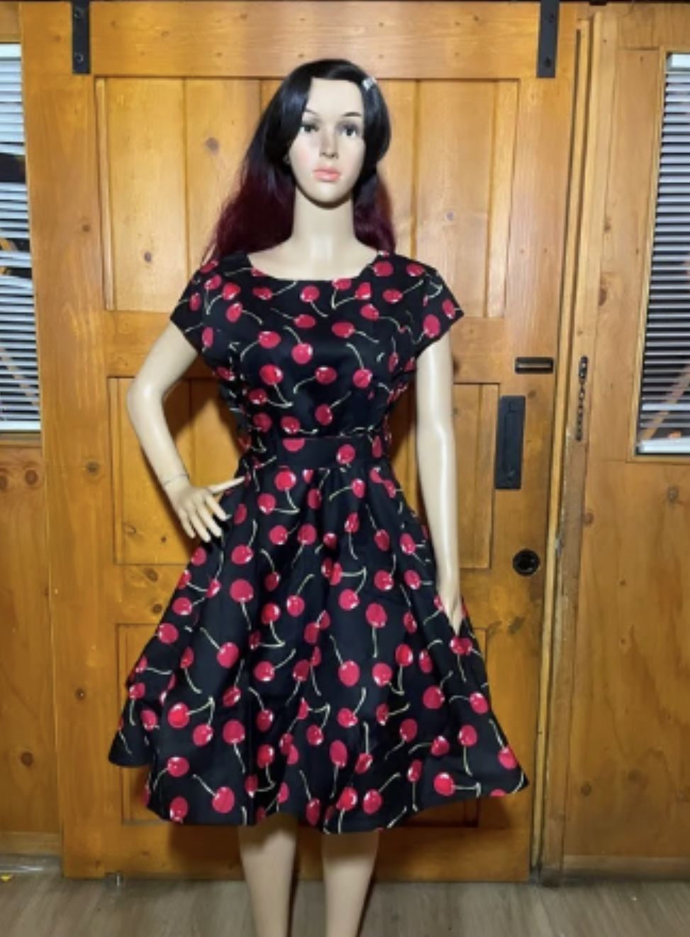 Women's Dress Retro Vintage Swing 1950's short sleeve cherry print 2xlarge