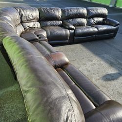 Large Real Leather Sectional