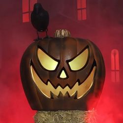 21.5” Tall Light Up And Sound Making Scary Pumpkin Display - Jack-o-lantern - Halloween 
