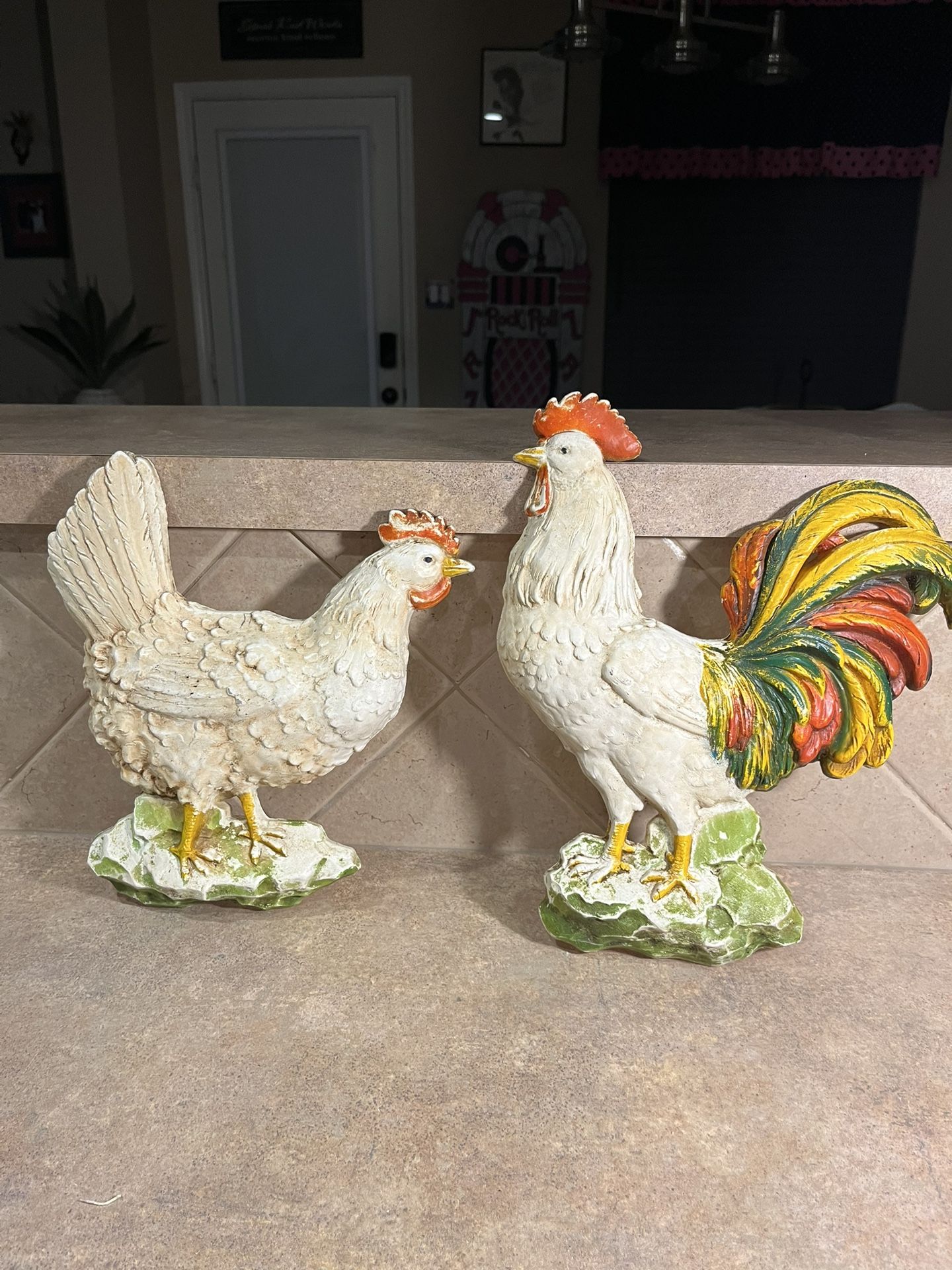 Vintage Homco Home Interior Plastic Rooster & Hen Wall Decor