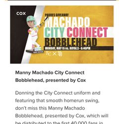 Padres Vs Royals 5/15- Manny Machado Bobblehead Night 