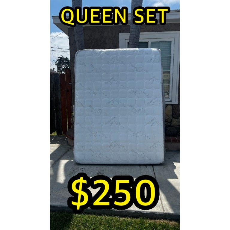 QUEEN BAMBOO MATTRESS WITH BOX SPRING 