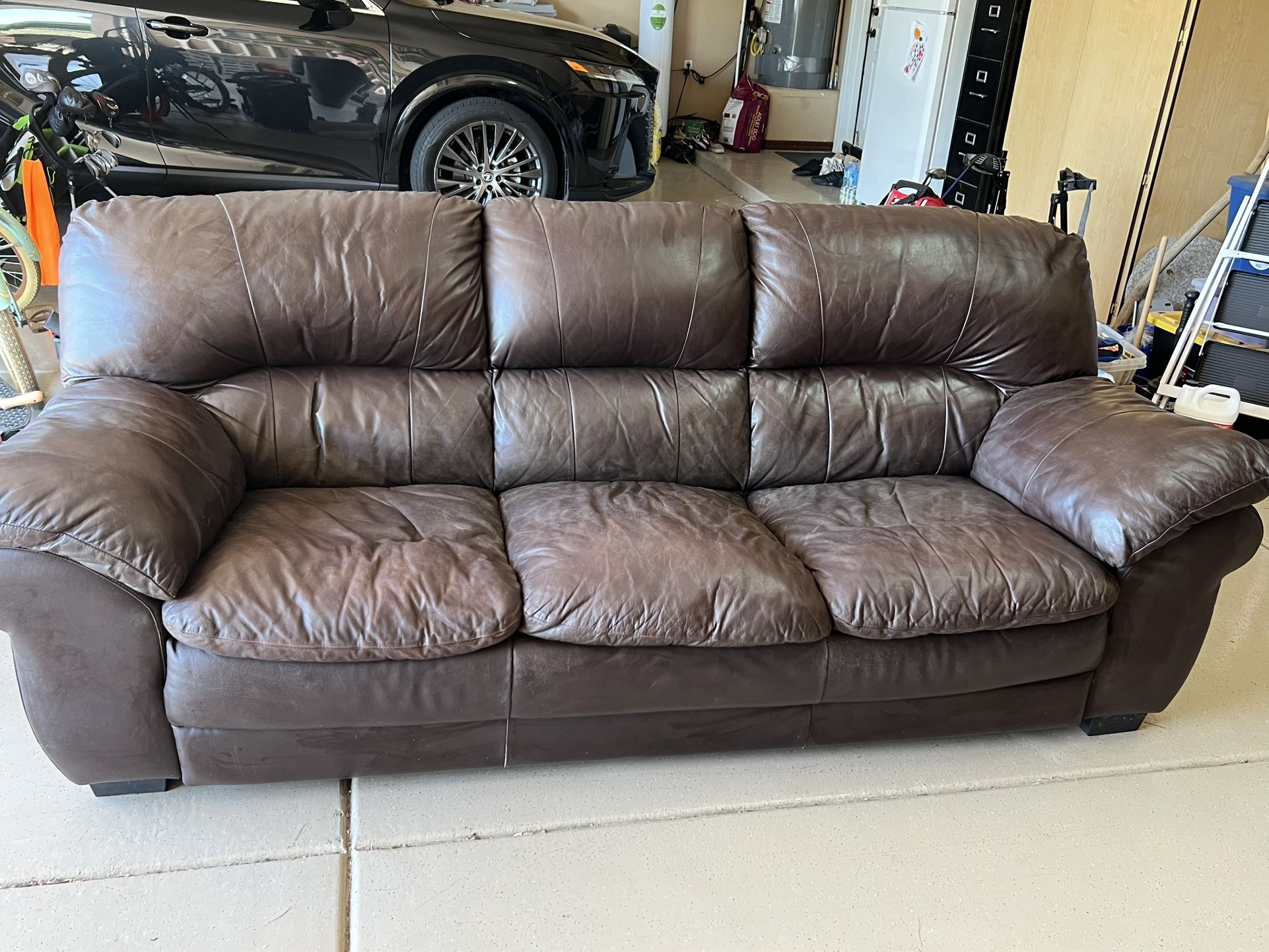 Brown leather Couch- Free Delivery
