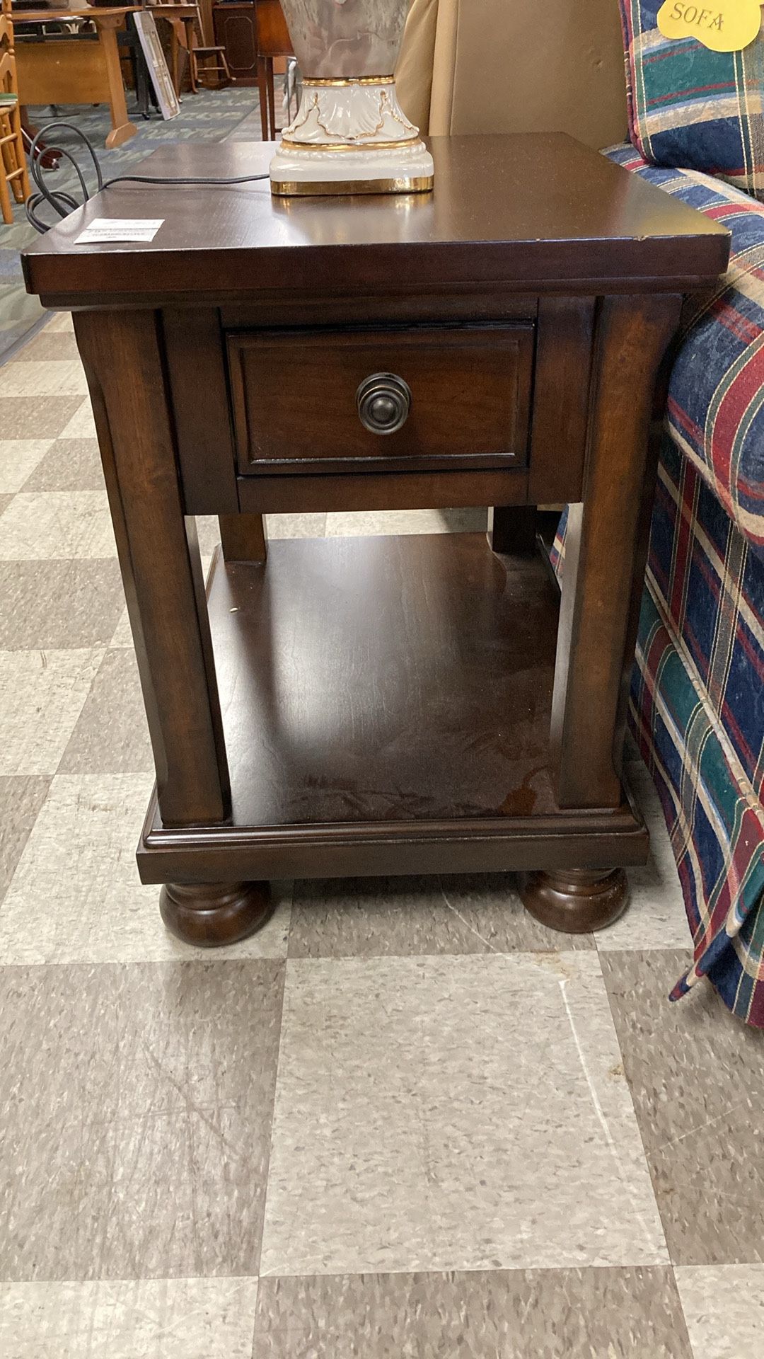 Solid Wood 23 Tier End Table W Drawer