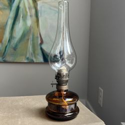 Vintage Amber Glass Oil Lamp ( firm on price )