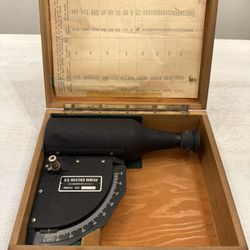 U. S. Weather Bureau Antique WARREN KNIGHT Sight Clinometer No 209 In Wood Box - Excellent Condition.