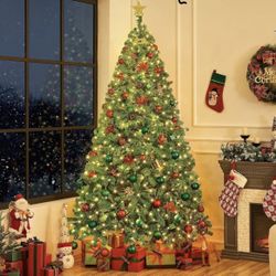 7.5ft Pre-Lit Pure Green Xmas Tree 592162