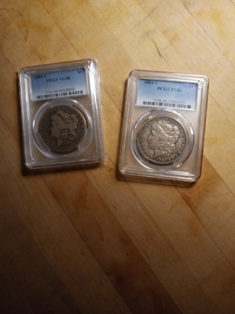 1884-s  Morgan Silver Dollar lot of 2 like new