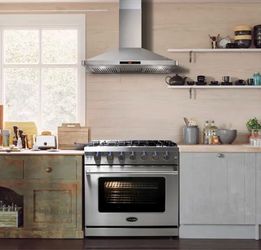 36 in. Haven Collection 6.0 cu. ft. Gas Range, 6 Burners, Convection Oven, Knob LEDs, Storage Drawer, Stainless Steel