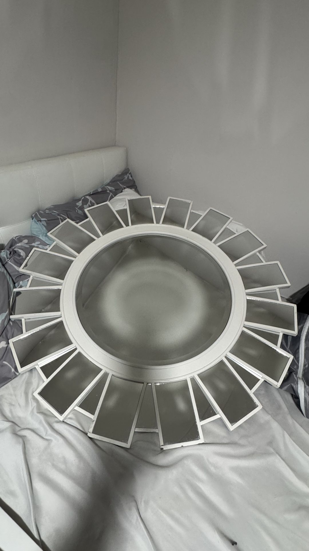 White Sun Shaped Mirror