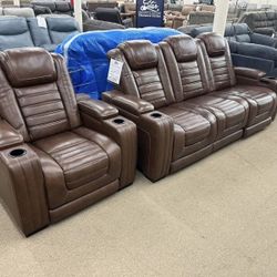  $10 Down Payment Finance🫒New ▪️ Backtrack Chocolate Power Reclining Sofa  and Recliner 