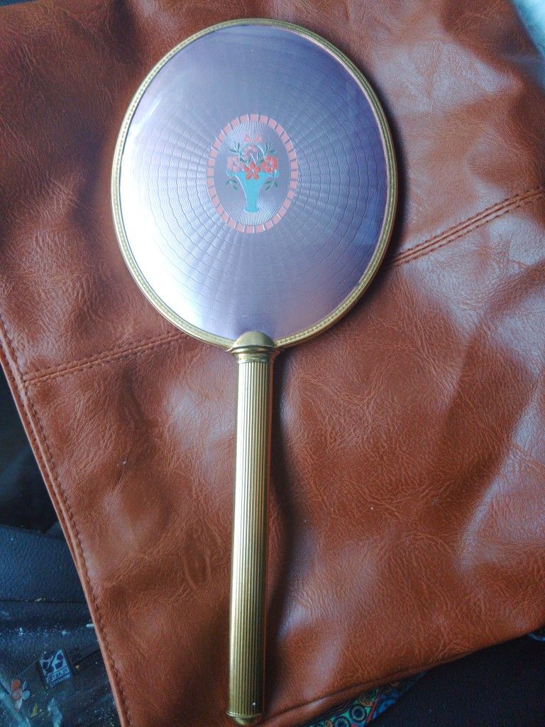 Antique Apollo Design Vintage Mirror/Brass Frame