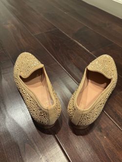 Stuart Weitzman Studded Beige Suede Loafers