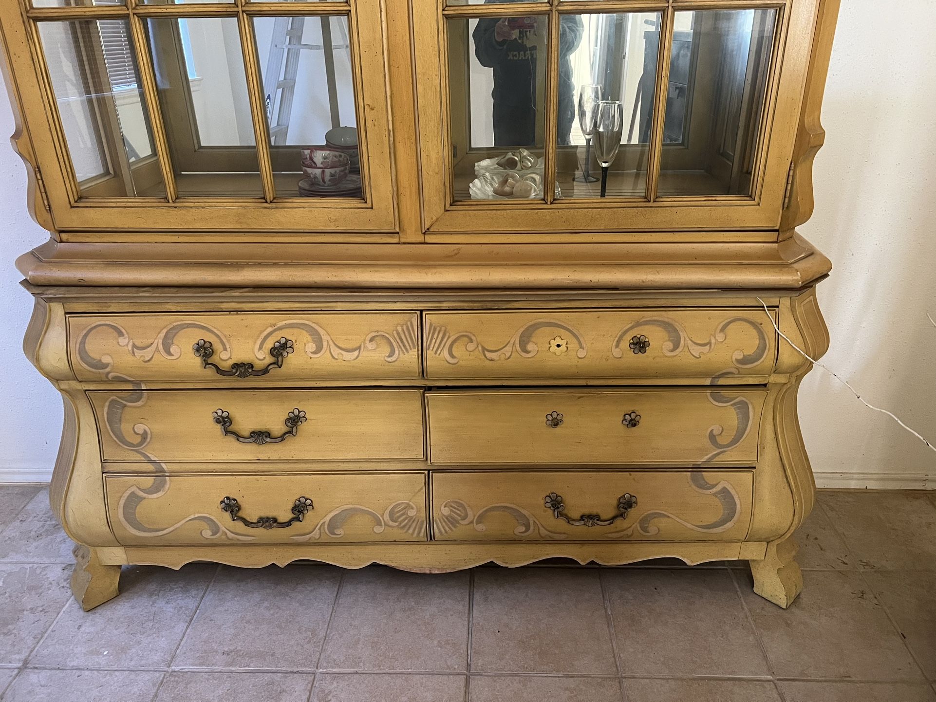 Antique Curio Cabinet with Glass
