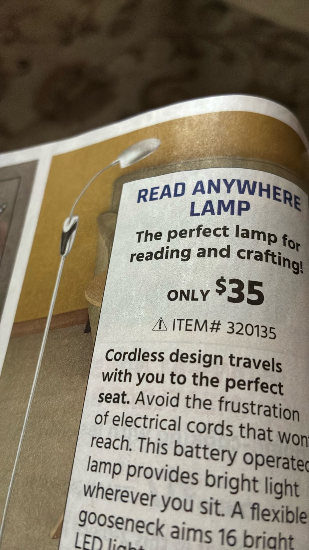 Read Anywhere Lamp, Asking 15.00