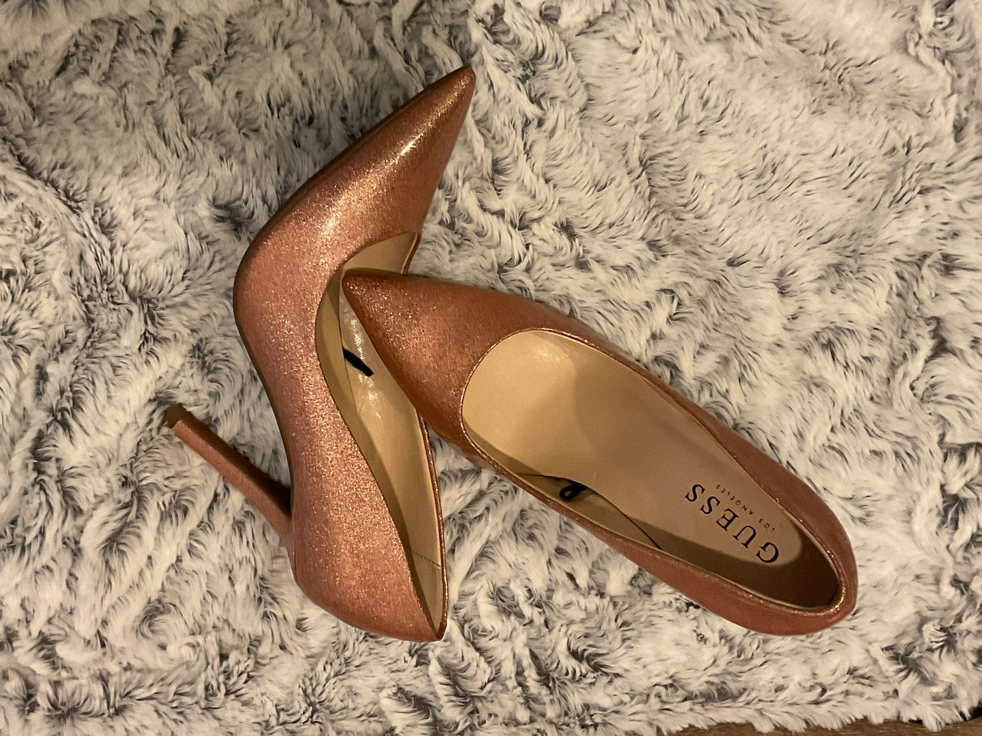GUESS Los Angeles Pink Glitter Stiletto Heels 5.5 M ***NEW***