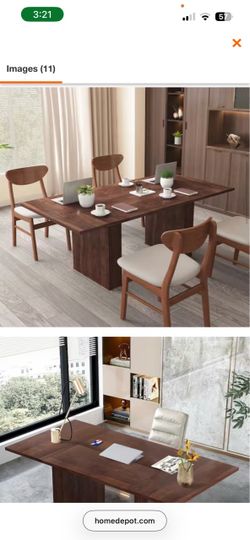 ATHMILE 78.74" Rectangular Walnut Mid-Century Fluted Pedestal Dining Table, Heavy-Duty Large Multipurpose Table for Office (3) V Questions & Answers 1