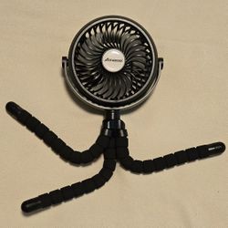 AMACOOL Fan USB Operated Portable Rechargeable Tripod Clip On Fan W/ Night Light Multi Use 5V