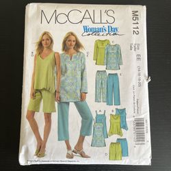 McCalls Womans Day Sewing Pattern M5112 Size 14 16 18 20 Tunic Top Shorts Capri