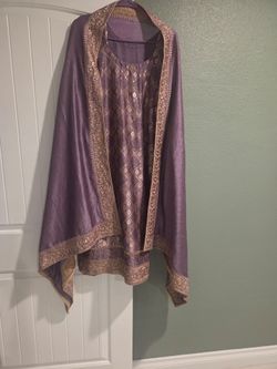 Indian Pakistani Tradition Designer Shalwar Kameez Embroidery Silk Chinnon dress