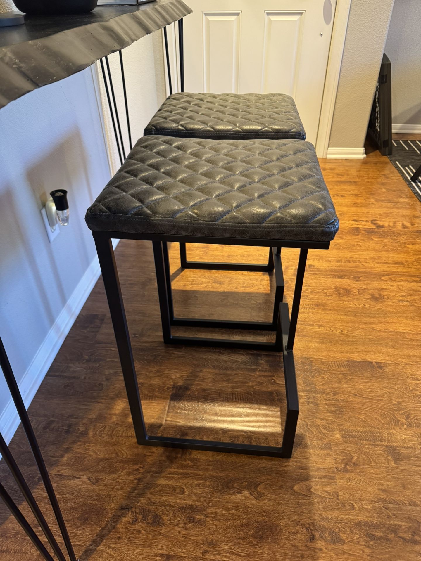 Tufted Faux Leather Stools