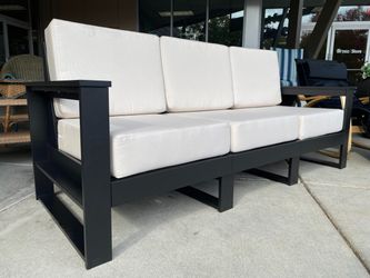 Black & White 3-Seat Outdoor Sofa