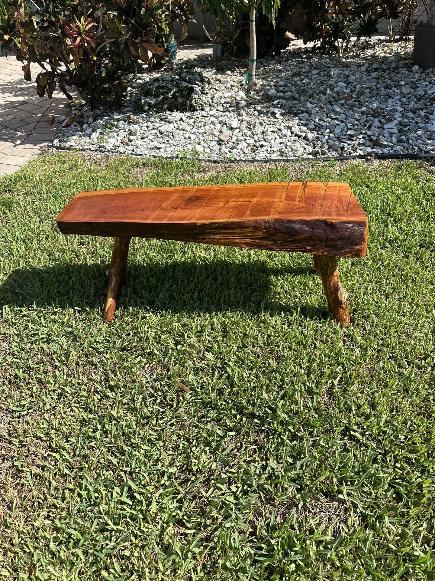 Natural wood Bench With Detail