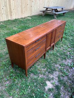Mid century Lane  walnut tuxedo credenza/dresser with mirror