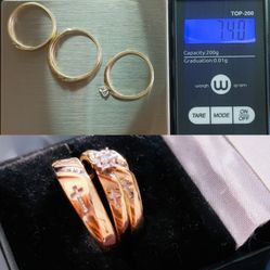 Diamonds Wedding Gold Ring Sets Trio