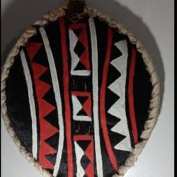 HANDMADE WARRIOR SHIELD - AFRICAN ARTWORK 18"×13"