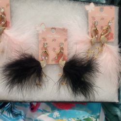 New Feather Flamingo Earrings FABULOUS black Or Pink Jewelry