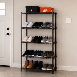 New In Box 5 Tiers 55 Inch Tall Steel Mesh Wire Rack Shoe Organizer Adjustable Shelf 