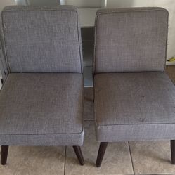 Set Of Two Grey Lounge Chairs For Sale