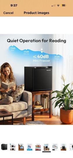 EUHOMY 1.1 Cubic Feet Mini Freezer, Countertop, Single Door Compact Upright Freezer with Reversible Door, Removable Shelves, Small freezer for Home/Do