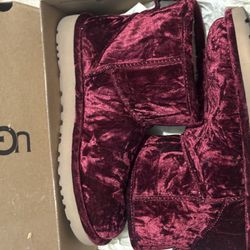 Ugg Boots Crushed Velvet (Maroon) Women’s  Sz 8