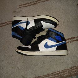  Black white and white and royal blue Jordan 1