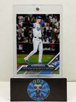2024 Topps Now Encased #884 Walker Buehler Records Save Final Out Of WS Dodgers
