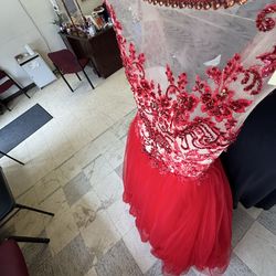 ❤️ Red Quinceañera Dress – Size 6