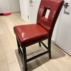 Red Leather Bar Stool - Set Of 6
