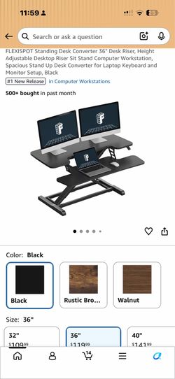 FLEXISPOT Standing Desk Converter 36" Desk Riser, Height Adjustable Desktop Riser Sit Stand Computer Workstation, Spacious Stand Up Desk Converter for