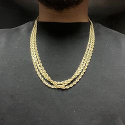 Rope Chain Necklace Gold Plated 