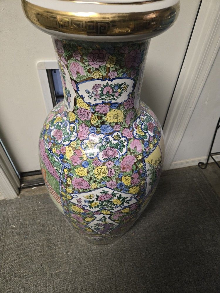 Vtg. Asian Floor Vase..handpainted