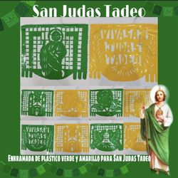 Papel Picado San Judas Y La Virgen. 15-18ft Nuevos