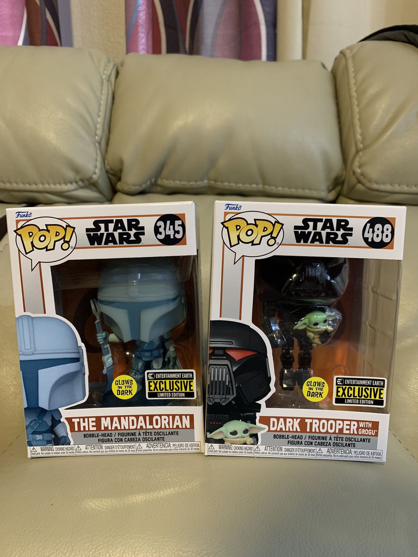 POP Star Wars Mandalorian Dark Trooper with Grogu Glow-in-the-Dark