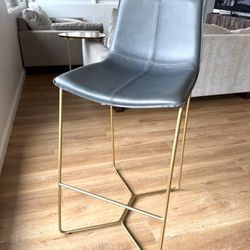 West Elm Slope Leather Bar & Counter Stool - Navy