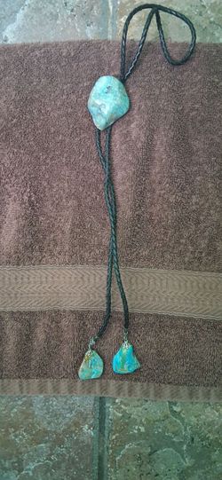 Turquoise Stone Bolo Tie Braided Leather Cord