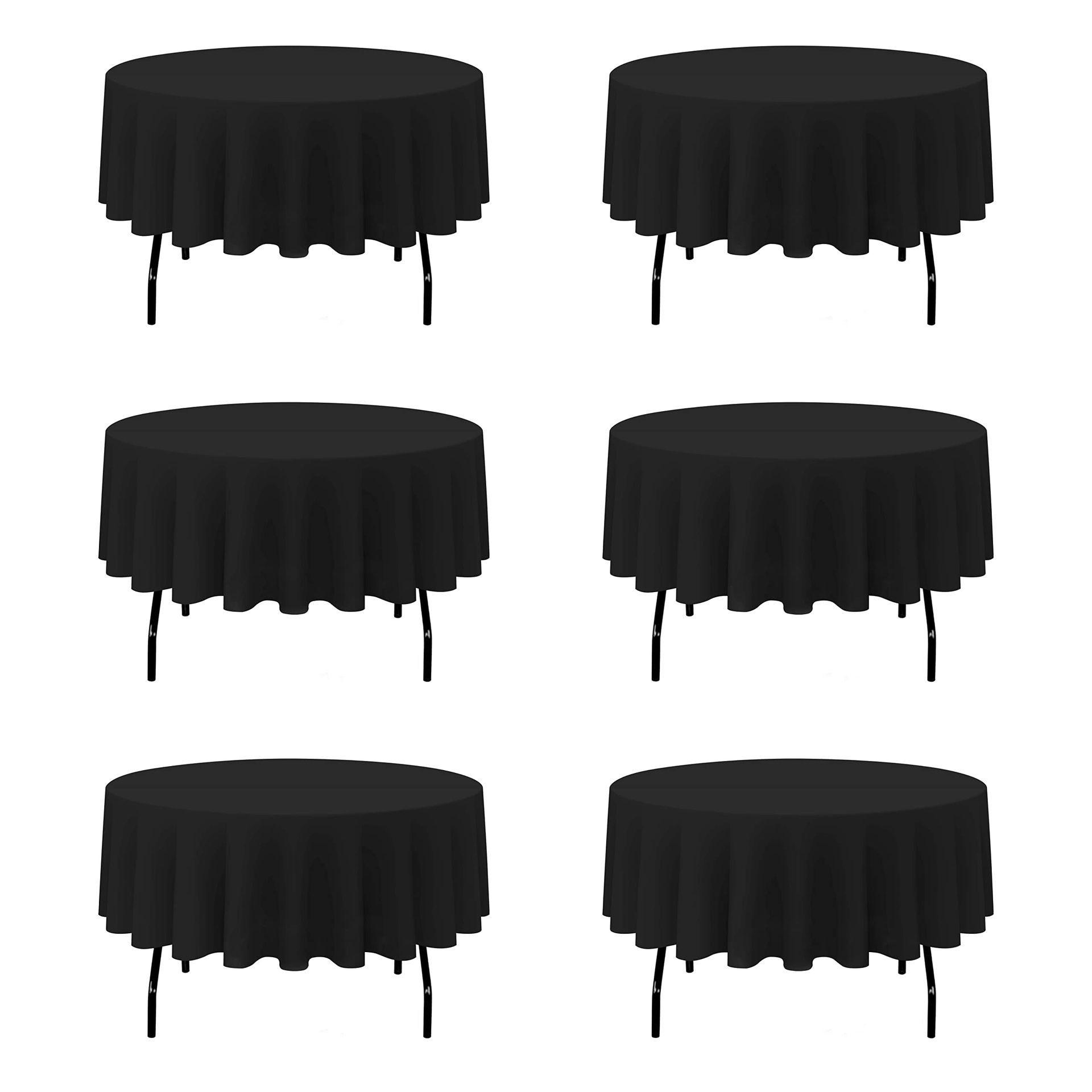 BRILLMAX 6 Pack Black Round Tablecloths 90 Inch - Circle Bulk Linen Polyester Fabric Washable Table Cloth Cover For Wedding Reception Banquet Birthday
