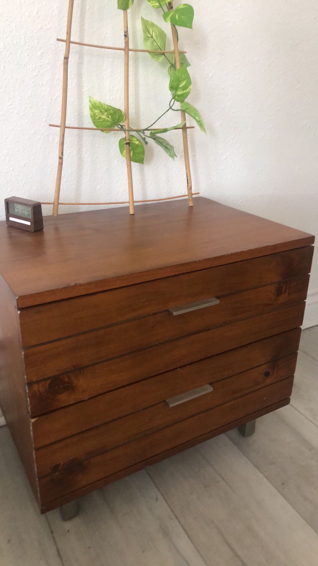 Brown Real Woodb Authentic 2 Pullout Dresser, Bedside Table