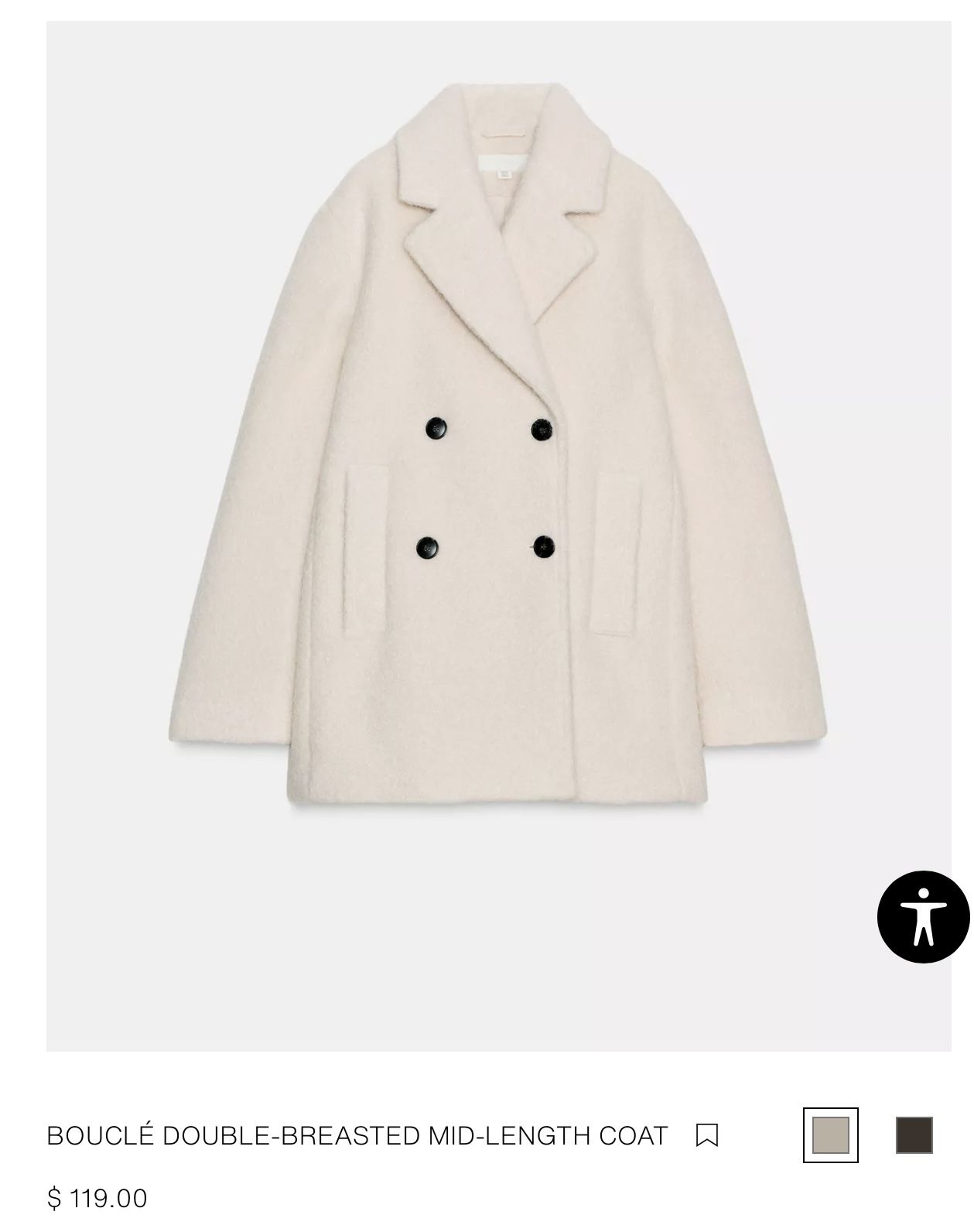 BOUCLÉ DOUBLE BREASTED MID LENGTH COAT Zara